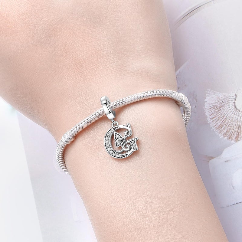PANPOKI Store 2 Pack 925 Sterling Silver Butterfly Letter Charms for Bracelets and Necklace Alphabet Initial Dangle Pendants Round Spacer Beads Pave Cubic Zirconia Jewelry Gift for Women - Image 5